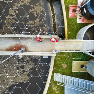 Engineers working at a digitally enhanced wastewater treatment plant