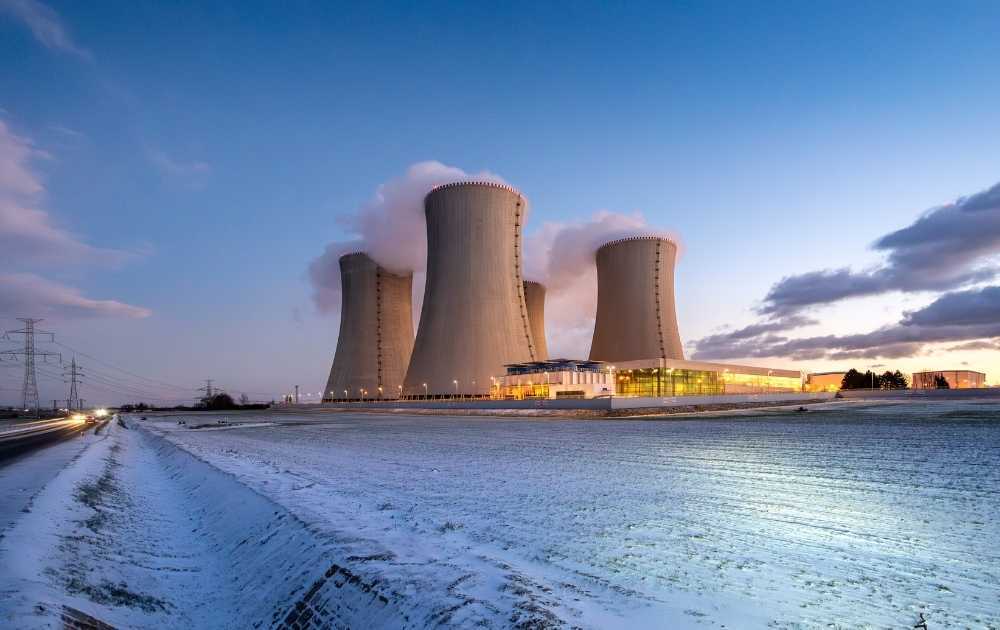 Nuclear power plant during winter Nuclear power plant during winter